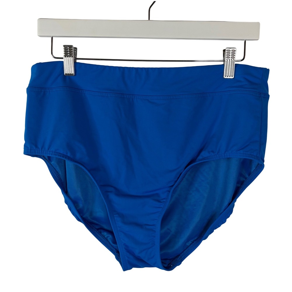 Lands' End Blue Modest High Waisted Bikini Bottoms Womens 14 Full Coverage